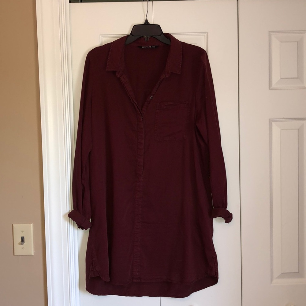 Burgundy collared tunic by Cotton On
